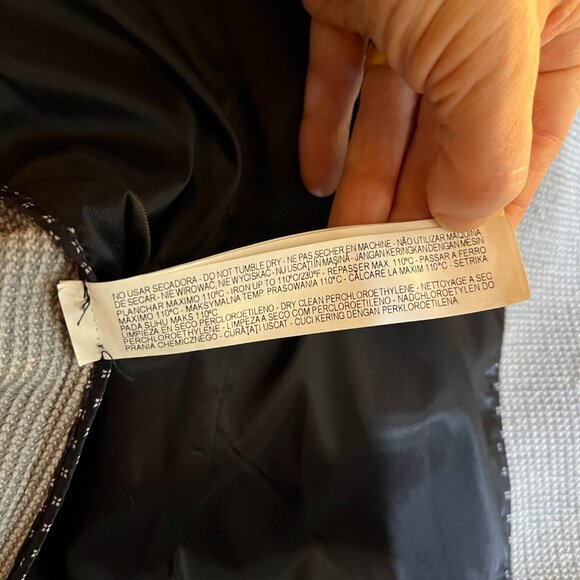 ZARA Woman Size L Fitted Textured Grey Blazer Jacket Stretch - Picture 13 of 13